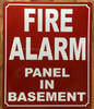 FIRE ALARM PANEL IN BASEMENT SAFETY SIGN