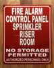 FD FIRE ALARM CONTROL PANEL SPRINKLER RISER ROOM SIGN