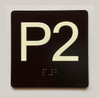 ELEVATOR FLOOR NUMBER THE LEXINGTON AVE LINE  (P2- PARKING LEVEL 2) COMPLIANCE SIGN
