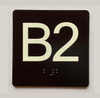 ELEVATOR FLOOR NUMBER THE LEXINGTON AVE LINE (B2- BASEMENT 2) COMPLIANCE SIGN