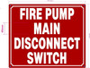 NYC FIRE PUMP MAIN DISCONNECT SWITCH SIGN