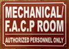 HPD MECHANICAL AND FACP ROOM SIGN