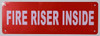 FIRE Riser Inside  Safety Sign