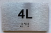 APT# 4L SILVER Braille Sign