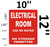 ELECTRICAL ROOM  USE NO WATER NO STORAGE PERMITTED  Signage