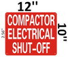 COMPACTOR ELECTRICAL SHUT OFF   Safety Sign COMPACTOR ELECTRICAL SHUT OFF   Safety Sign