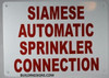 SIAMESE AUTOMATIC SPRINKLER CONNECTION , Engineer Grade Reflective Aluminum  Building Sign SIAMESE AUTOMATIC SPRINKLER CONNECTION , Engineer Grade Reflective Aluminum  Building Sign