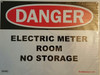 Aluminum OSHA Safety  "Danger Electric Meter Room  No Storage" Aluminum Signage