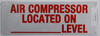 AIR Compressor Located in Basement Level  Building Sign