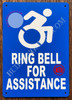 ADA Ring Bell for Assistance with Symbol Safety Sign