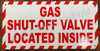 Gas Shut-Off Valve Located Inside Fire Deparment Sign