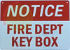 NOTICE: FIRE DEPARTMENT KEY BOX Safety Sign NOTICE: FIRE DEPARTMENT KEY BOX Safety Sign