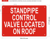 STANDPIPE CONTROL VALVE LOCATED ON ROOF Sign STANDPIPE CONTROL VALVE LOCATED ON ROOF Sign