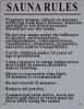 SAUNA RULES Fire Deparment Sign SAUNA RULES Fire Deparment Sign