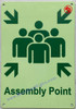 Photoluminescent ASSEMBLY POINT/GLOW IN THE DARK ASSEMBLY POINT Hotel Sign Photoluminescent ASSEMBLY POINT/GLOW IN THE DARK ASSEMBLY POINT Hotel Sign
