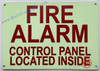 Photoluminescent FIRE ALARM CONTROL PANEL LOCATED INSIDE/GLOW IN THE DARK FIRE ALARM CONTROL PANEL LOCATED INSIDE Hotel Sign