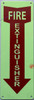 Photoluminescent FIRE EXTIGNISHER ARROW DOWN/GLOW IN THE DARK FIRE EXTIGNISHER ARROW DOWN Fire Deparment Sign