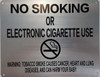 LOT OF 5-NYC Smoke free Act  "No Smoking or Electric cigarette Use"Hotel Sign
