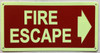 Fire Escape with arrow GLOW IN DARK, Glow In The Dark Fire Escape with Arrow Safety Sign