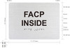 FACP INSIDE - FIRE ALARM CONTROL PANEL INSIDE Raised letters & Grade 2 Braille - Includes Red Adhesive pad for Easy Installation Sign