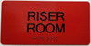 Riser Room  Raised letters & Grade 2 Braille - Includes Red Adhesive pad for Easy Installation
