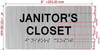 JANITORS CLOSET with Raised letters/Image & Grade 2 Braille - Includes Red Adhesive pad for Easy Installation Fire Deparment Sign