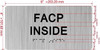 FACP INSIDE with Raised letters/Image & Grade 2 Braille - Includes Red Adhesive pad for Easy Installation Hotel Sign