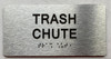 TRASH CHUTE  with Raised letters/Image & Grade 2 Braille - Includes Red Adhesive pad for Easy Installation Fire Deparment Sign TRASH CHUTE  with Raised letters/Image & Grade 2 Braille - Includes Red Adhesive pad for Easy Installation Fire Deparment Sign
