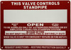 This Valve Control Supply to Standpipe Safety Sign