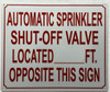 Automatic sprinkler shut-off valve located__FT opposite this Hotel Sign