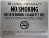 LOT OF 5  NYC Smoke free Act  "No Smoking or Electric cigarette Use"-FOR ESTABLISHMENTHotel Sign