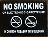 NYC Smoke free Act  "No Smoking or Electric cigarette Use"  THIS IS A SMOKE FREE BUILDINGSignage