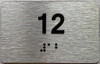 Signage Apartment number  - Unit number  / Suite  comes with Raised letters & Grade 2 Braille - Includes Red Adhesive pad for Easy Installation - The park Ave Line (NUMBER 12)