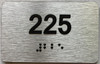 Signage Apartment number  - Unit number  / Suite number  comes with Raised letters & Grade 2 Braille - Includes Red Adhesive pad for Easy Installation - The park Ave Line (Apt 225)
