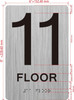 Sign 11th floor  with Raised letters/Image & Grade 2 Braille - Includes Red Adhesive pad for Easy Installation ( Brushed Aluminum/silver, Tacticle ) - The park Ave Line Sign 11th floor  with Raised letters/Image & Grade 2 Braille - Includes Red Adhesive pad for Easy Installation ( Brushed Aluminum/silver, Tacticle ) - The park Ave Line
