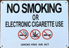 NO SMOKING OR ELECTRONIC CIGARETTE USE  Sign