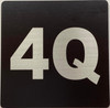 Sign Apartment number 4q  - UNIT NUMBER 4q /SUITE 4Q  (BLACK, DOUBLE SIDED TAPE) -Broadway Line