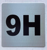 Sign Apartment number 9H  - UNIT NUMBER 9H  (SILVER, DOUBLE SIDED TAPE) -Broadway Line