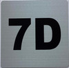 Sign Apartment number 7D  - UNIT NUMBER 7D  (SILVER, DOUBLE SIDED TAPE) -Broadway Line