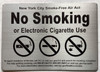 NYC NO SMOKING OR ELECTRONIC CIGARETTES Hotel Sign NYC NO SMOKING OR ELECTRONIC CIGARETTES Hotel Sign