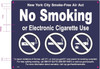 NYC NO SMOKING OR ELECTRONIC CIGARETTES  Signage NYC NO SMOKING OR ELECTRONIC CIGARETTES  Signage