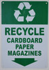 SIGNAGE Recycle - Cardboard Paper Magazines  with Down Arrow SIGNAGE Recycle - Cardboard Paper Magazines  with Down Arrow