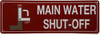 Main water shut off /Main water shut-off Fire Department Sign