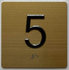 BRAILLE 5TH FLOOR ELEVATOR JAMB PLATE SIGN