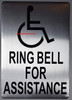 ADA Ring Bell for Assistance with Symbol  Safety Sign