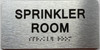 SPRINKLER ROOM  with Raised letters/Image & Grade 2 Braille - Includes Red Adhesive pad for Easy Installation Sign