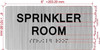 SPRINKLER ROOM  with Raised letters/Image & Grade 2 Braille - Includes Red Adhesive pad for Easy Installation Building Sign