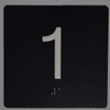 1st Floor Elevator Jamb Plate - with Braille and Raised Number-Elevator Floor Number -