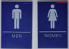 Men & Women Restroom Braille with Raised Tactile Graphics and Letters  Signage