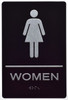 Women Accessible Restroom Braille with Raised Tactile Graphics and Letters Signage